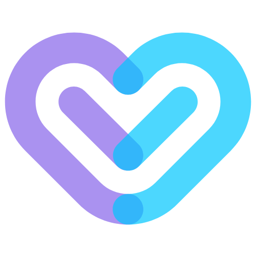 HELQ logo: a heart formed by two interlocking purple and cyan strands